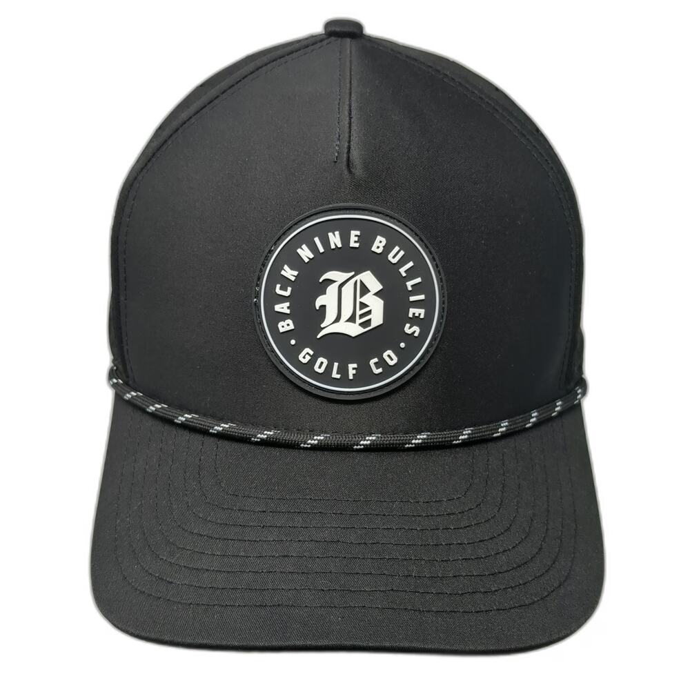 Back Nine Bullies Trucker Hat Black One Size Snapback Rope Laser Cut Golf